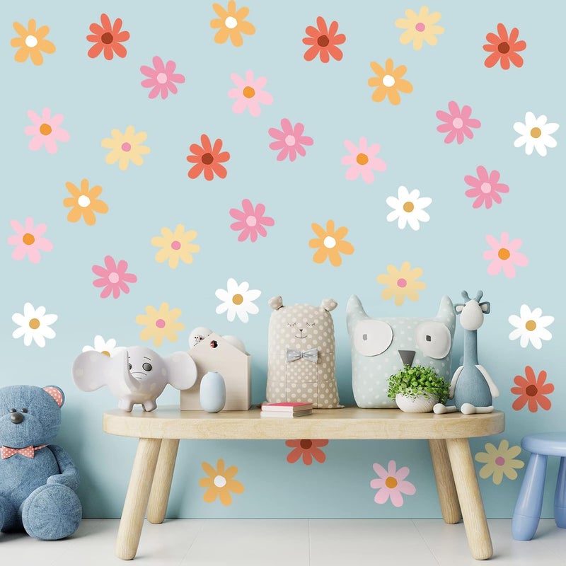 BBTO Daisy Wall Decal Flower Vinyl Wall Floral Decals Peel and Stick Daisy Stickers for Kids Nursery Art Bedroom Living Room(Pink, White, Orange) - Image 5